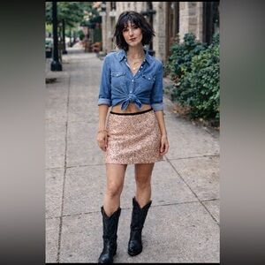 Sequin RoseGold Mini Skirt M Rachel Roy club party streetwear New Year’s 90s Y2K